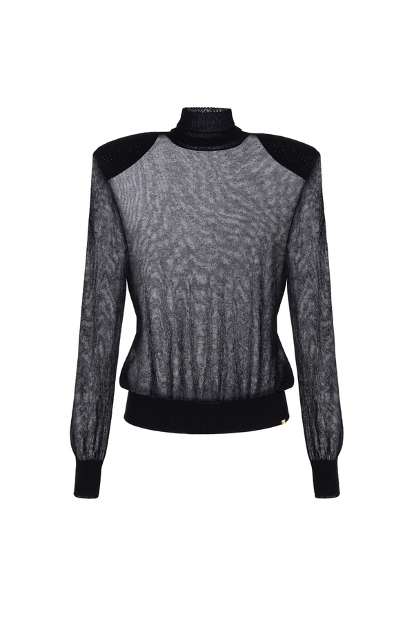 Viscose turtleneck with shoulder pads - Elisabetta Franchi® Outlet