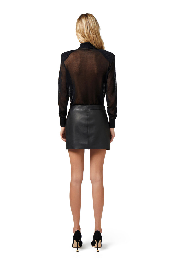 Viscose turtleneck with shoulder pads - Elisabetta Franchi® Outlet