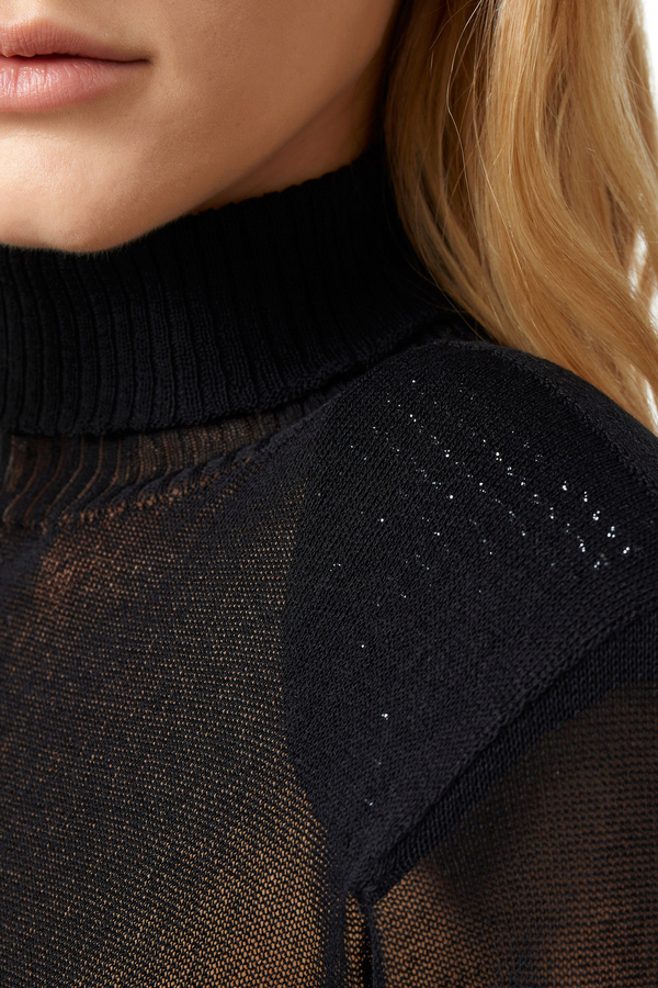 Viscose turtleneck with shoulder pads - Elisabetta Franchi® Outlet
