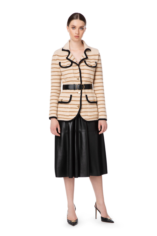 Terry-effect jacket with contrasting piping - Elisabetta Franchi® Outlet