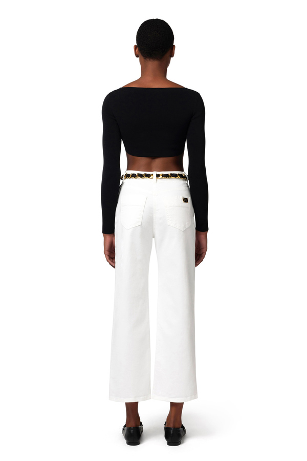 Cropped top in viscose with cut-out - Elisabetta Franchi® Outlet