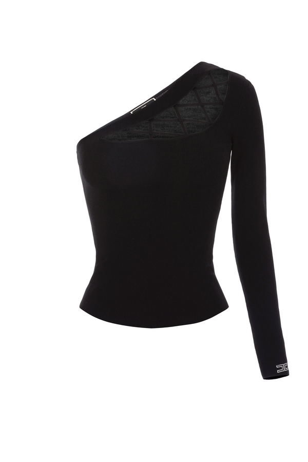 One-shoulder top with crossover detail - Elisabetta Franchi® Outlet