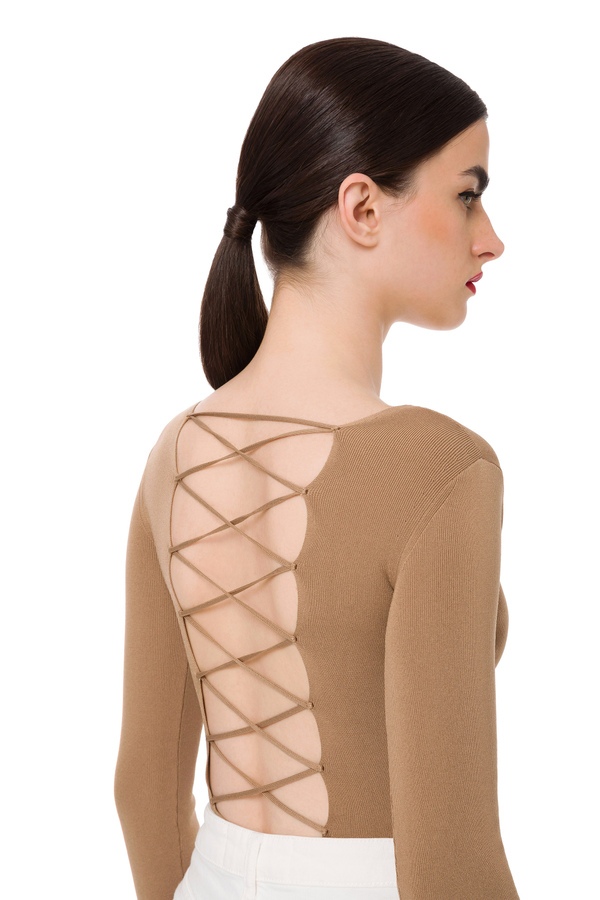 Top with crossover neckline on the back - Elisabetta Franchi® Outlet