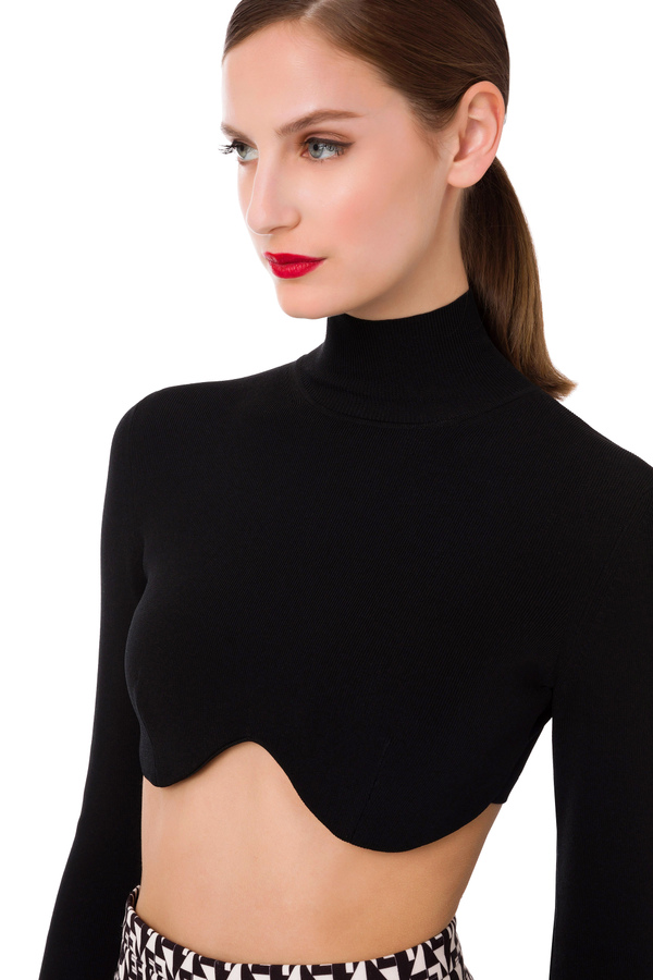 Cropped top with cup effect - Elisabetta Franchi® Outlet