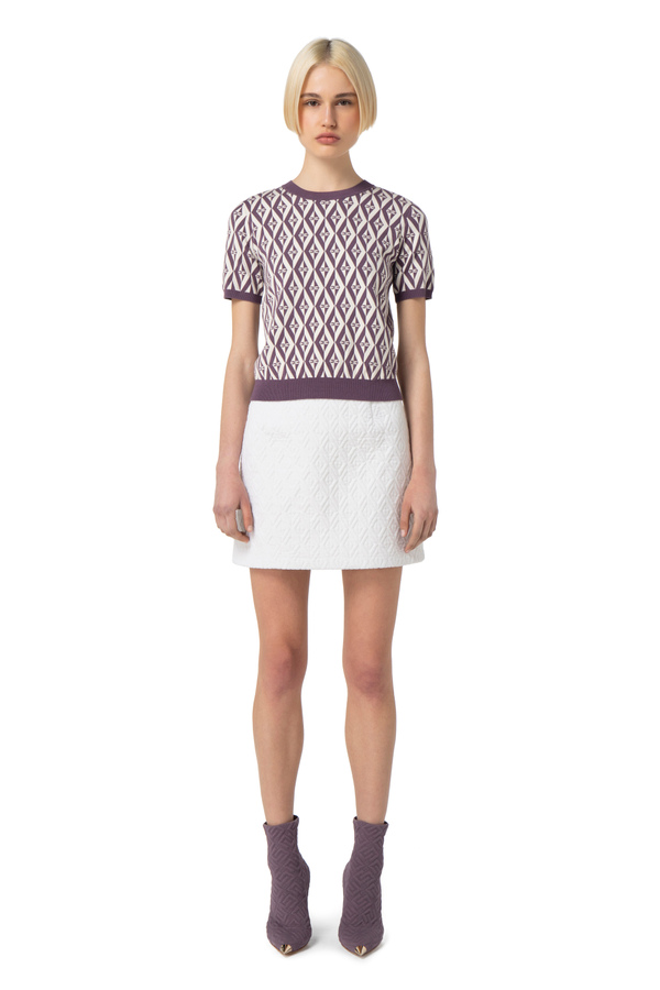 T-shirt en tricot avec motif losanges - Elisabetta Franchi® Outlet