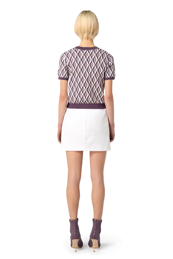 T-shirt en tricot avec motif losanges - Elisabetta Franchi® Outlet