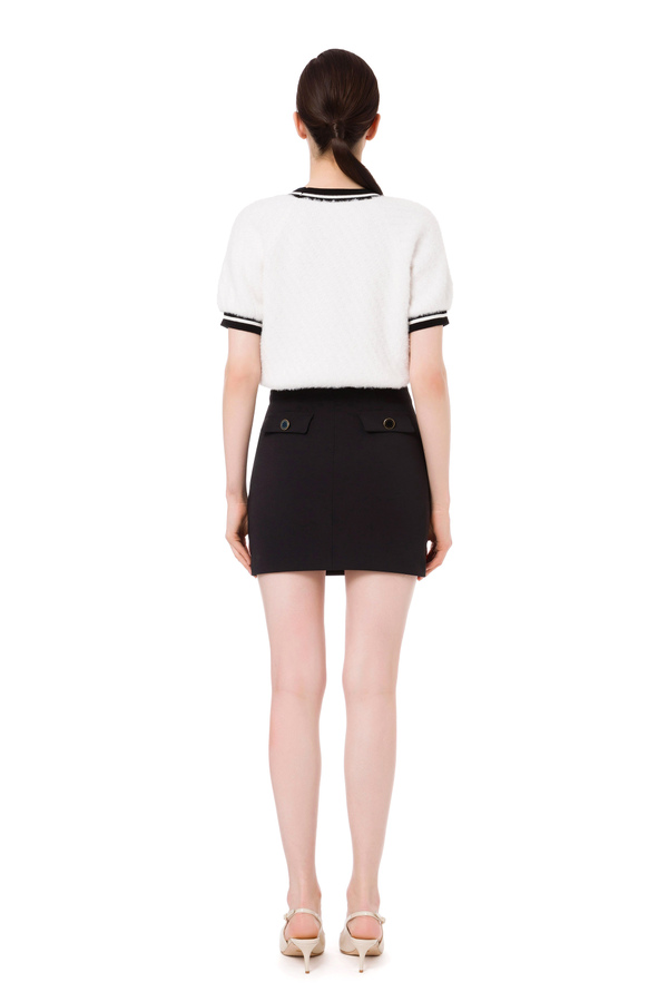 Short top with contrasts and gold buttons - Elisabetta Franchi® Outlet