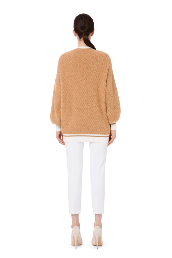 Cardigan in knit fabric with oversize volume and contrasts - Elisabetta Franchi® Outlet