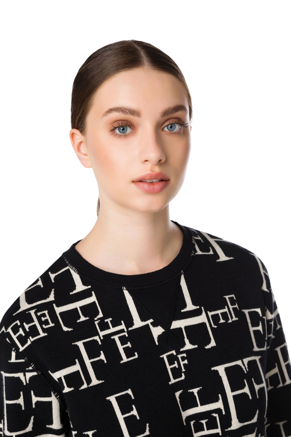 Over size sweatshirt with Elisabetta Franchi lettering print - Elisabetta Franchi® Outlet