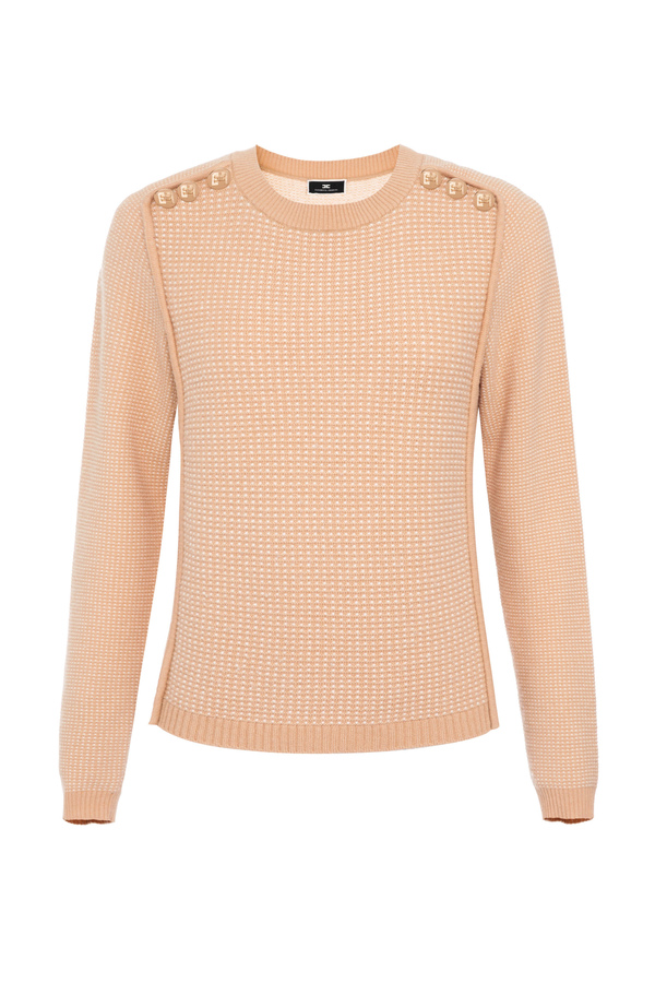 Narrow-ribbed wool blend sweater - Elisabetta Franchi® Outlet