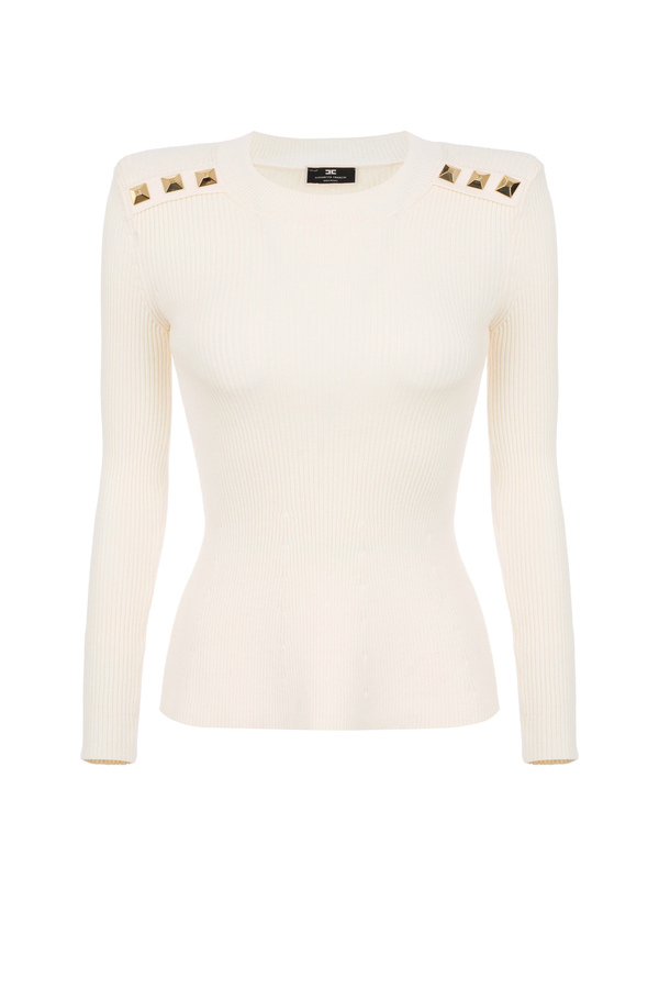 Long-sleeved top with studs - Elisabetta Franchi® Outlet