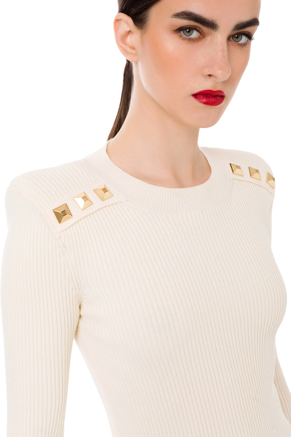 Long-sleeved top with studs - Elisabetta Franchi® Outlet