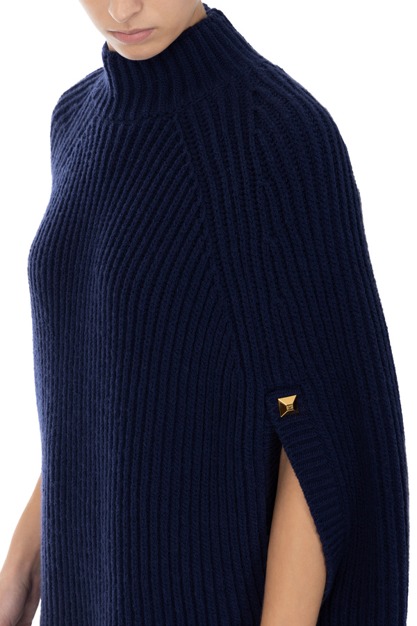 Pullover mit Rippmuster, hohem Kragen und Horsebit-Detail - Elisabetta Franchi® Outlet