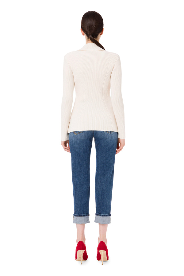 Knit top with lapels and buttons - Elisabetta Franchi® Outlet