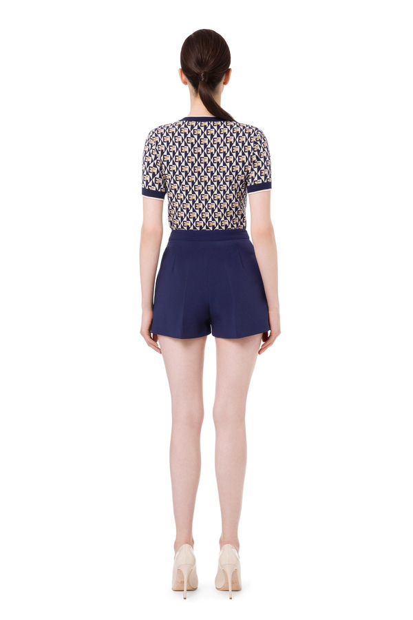 Knit t-shirt with diamond pattern - Elisabetta Franchi® Outlet