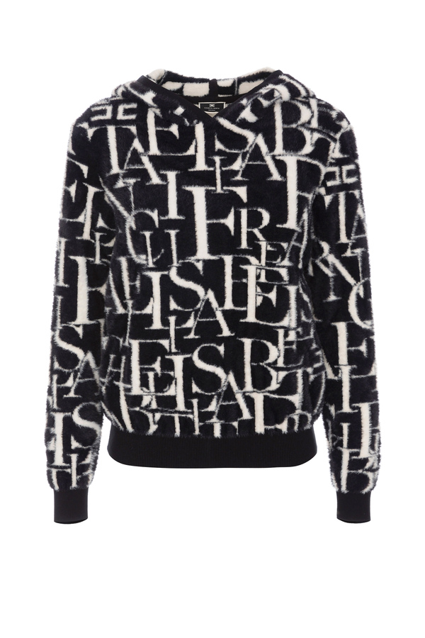 Knit sweater with lettering print - Elisabetta Franchi® Outlet