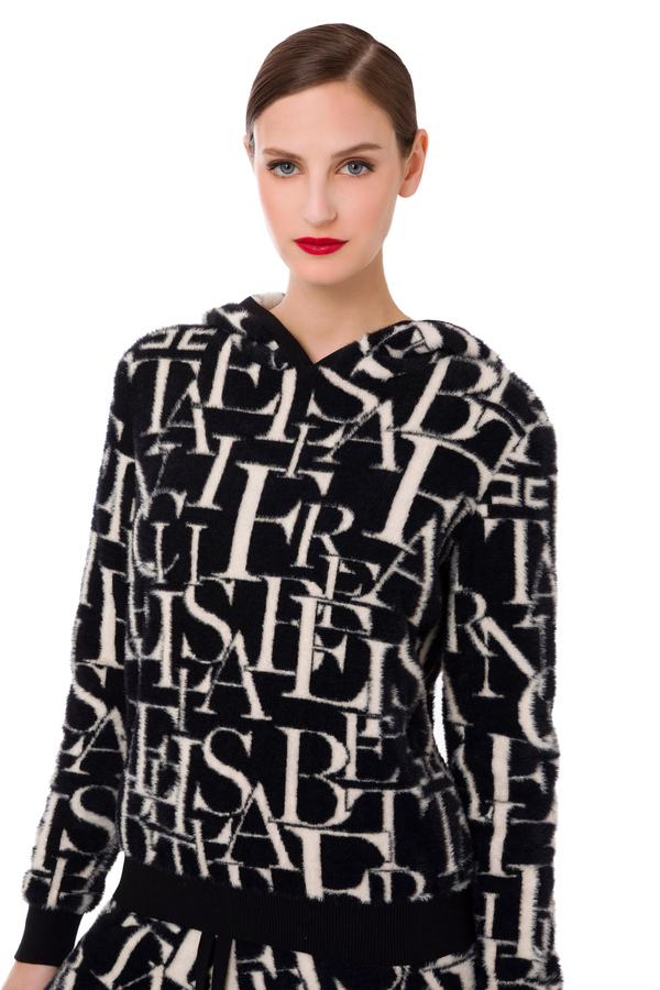 Sweatshirt aus Strick im Lettering-Design - Elisabetta Franchi® Outlet