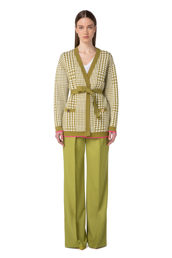 Cardigan in Prince of Wales knit - Elisabetta Franchi® Outlet