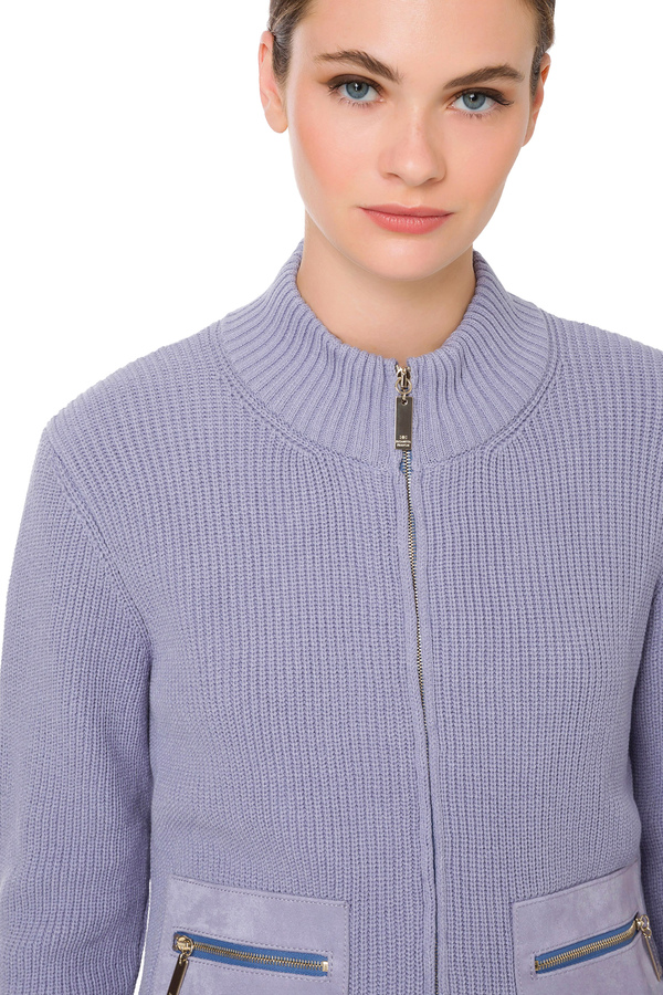 High collar knitted jacket - Elisabetta Franchi® Outlet