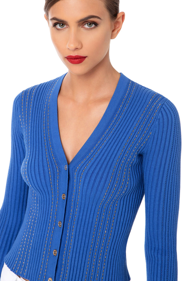 Single-breasted cardigan with embroidery - Elisabetta Franchi® Outlet