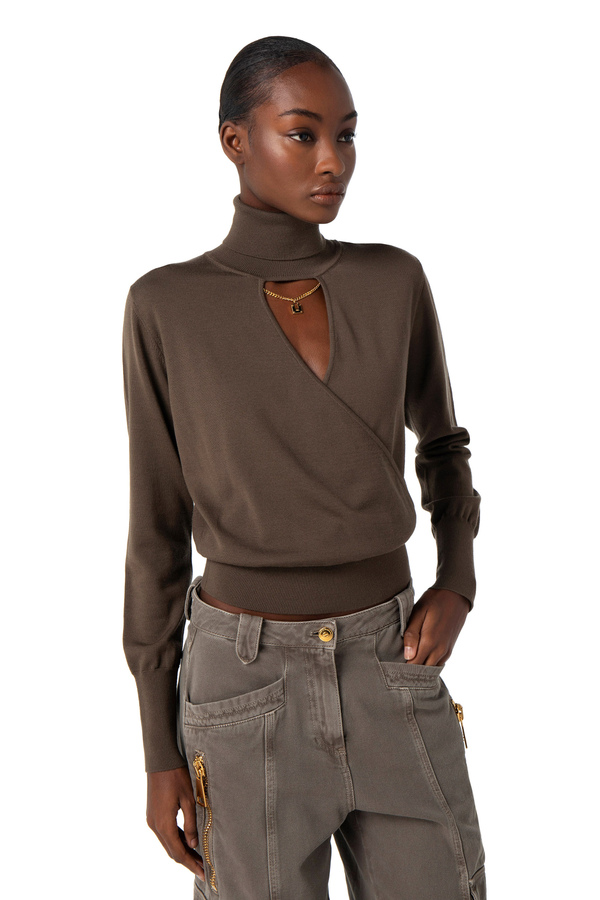 Wool roll neck top with cut out Elisabetta Franchi Outlet