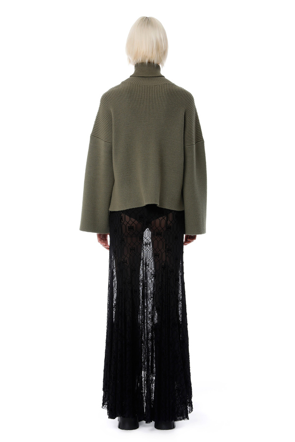 Viscose oversized roll neck top with logoed clasps - Elisabetta Franchi® Outlet