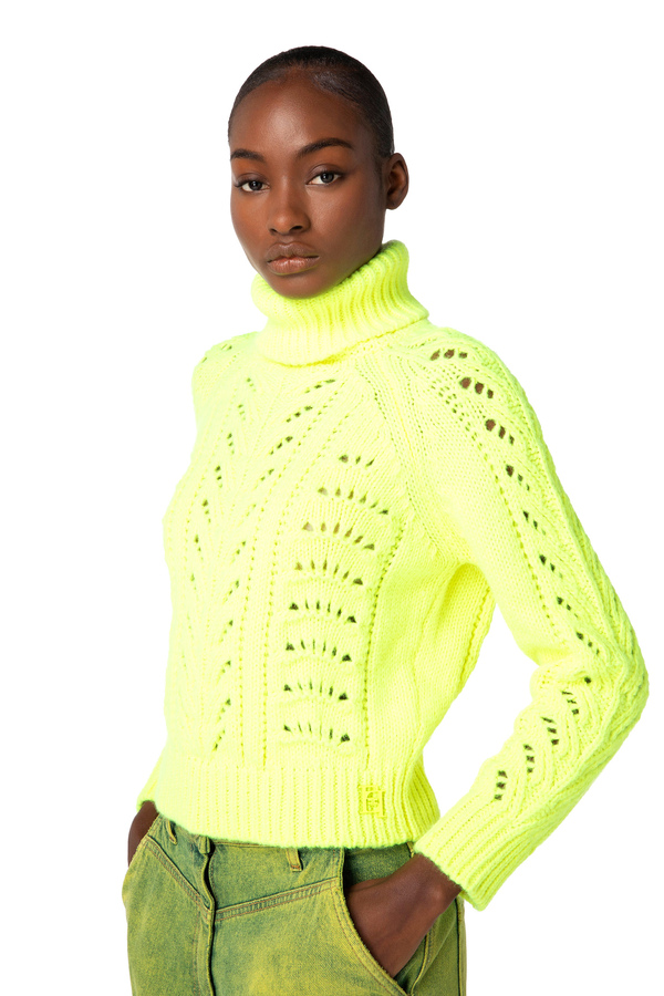 Alpaca-blend roll neck jumper - Elisabetta Franchi® Outlet