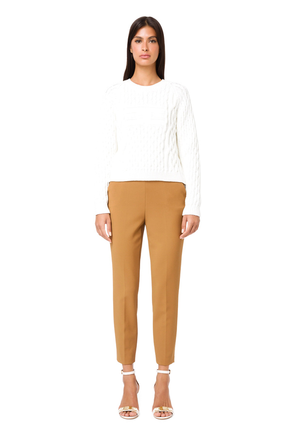 Pull over avec décolleté ras-du-cou et manche longue - Elisabetta Franchi® Outlet