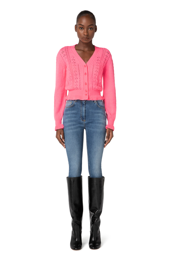 Cropped-Cardigan aus Alpaka-Gemisch - Elisabetta Franchi® Outlet