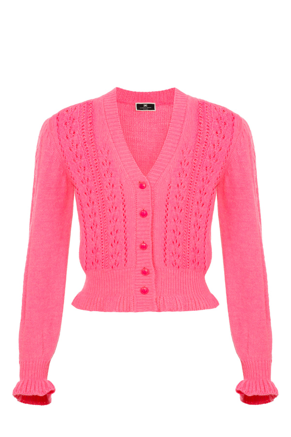 Cropped-Cardigan aus Alpaka-Gemisch - Elisabetta Franchi® Outlet