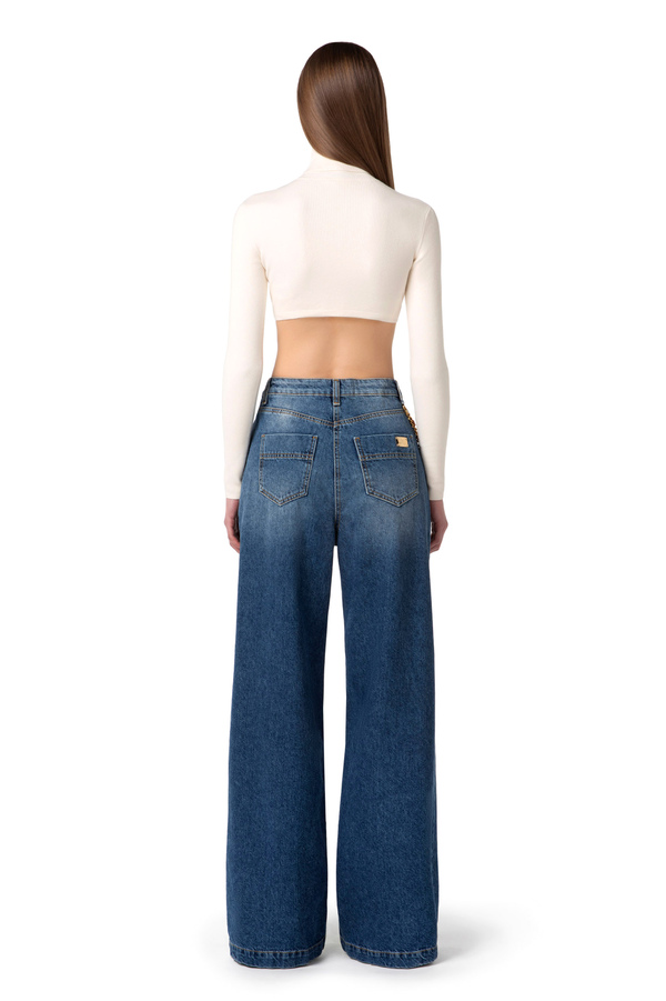 Wool crop roll neck top - Elisabetta Franchi® Outlet