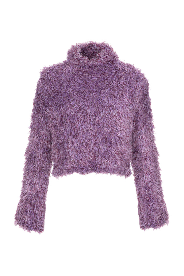 Oversize-Rollkragenpullover aus Strick aus langstapeligem Garn - Elisabetta Franchi® Outlet