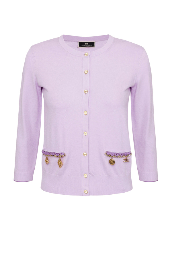 Crew neck cardigan with accessories - Elisabetta Franchi® Outlet