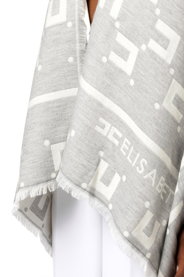 Mantella in viscosa e lana jacquard con logo - Elisabetta Franchi® Outlet