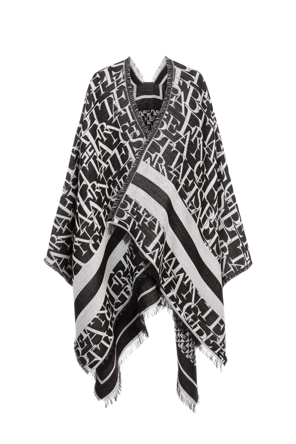 Wool cape with lettering pattern - Elisabetta Franchi® Outlet