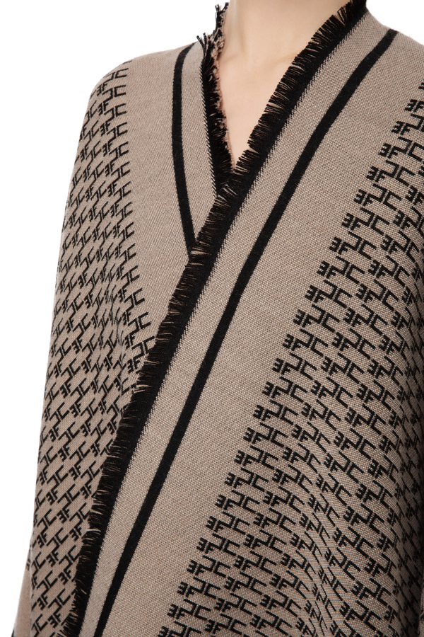 Elisabetta Franchi cape with Monogram pattern - Elisabetta Franchi® Outlet