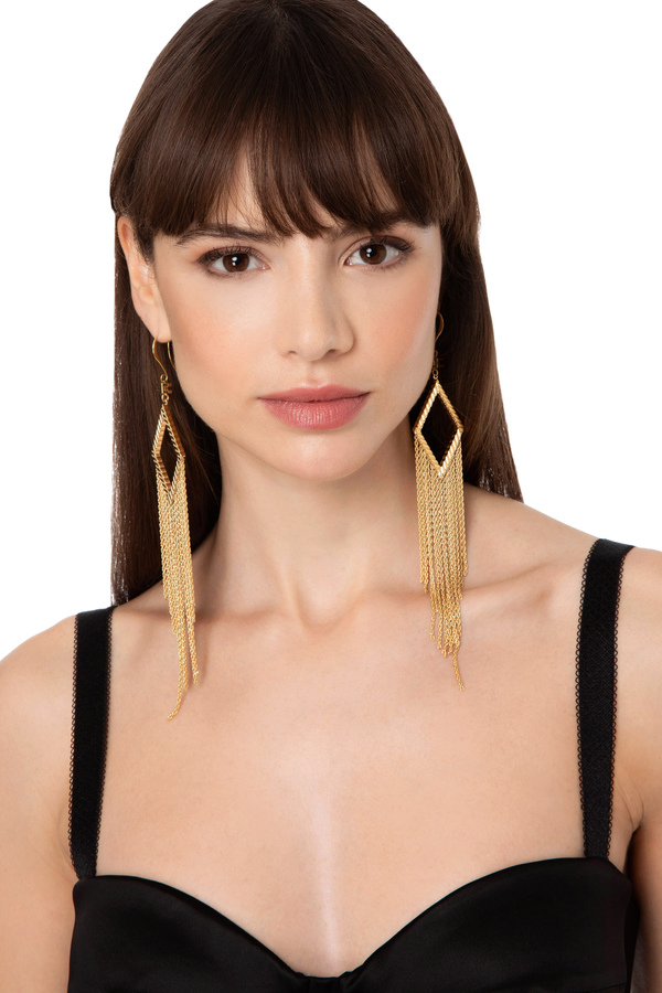 Rhombus earring with chains - Elisabetta Franchi® Outlet