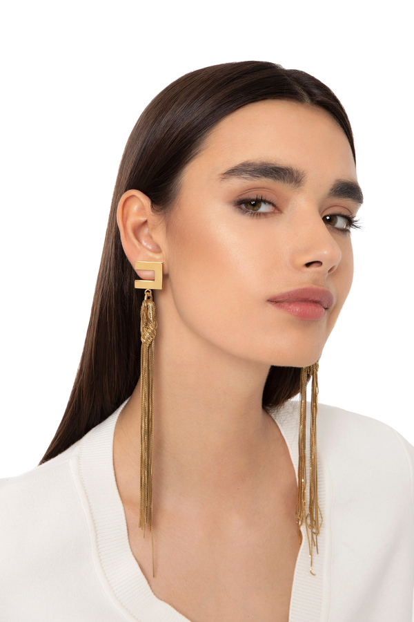 Boucles d'oreilles pendentifs avec clip à logo - Elisabetta Franchi® Outlet