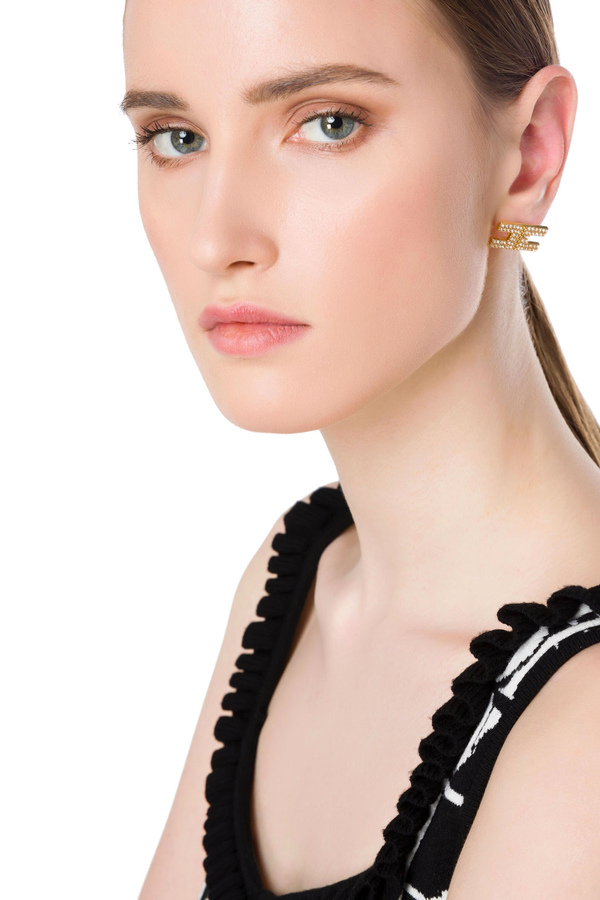 Elisabetta Franchi logo earrings - Elisabetta Franchi® Outlet