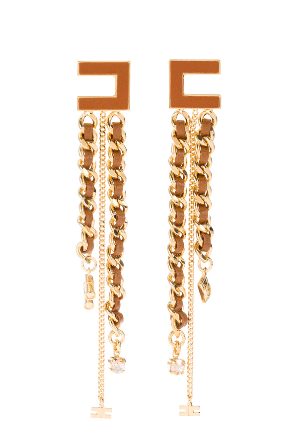 Earrings covered with leather effect - Elisabetta Franchi® Outlet