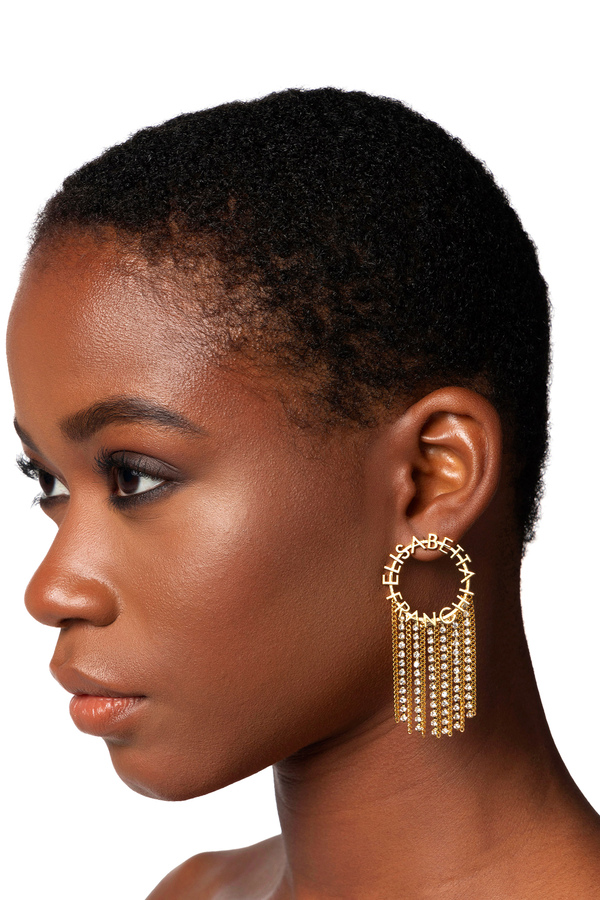Boucles d’oreilles en cercle avec pompons pendentifs - Elisabetta Franchi® Outlet
