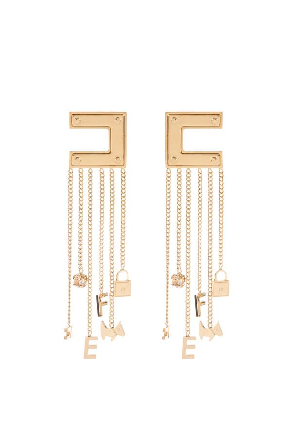 Earrings with logo and charms - Elisabetta Franchi® Outlet