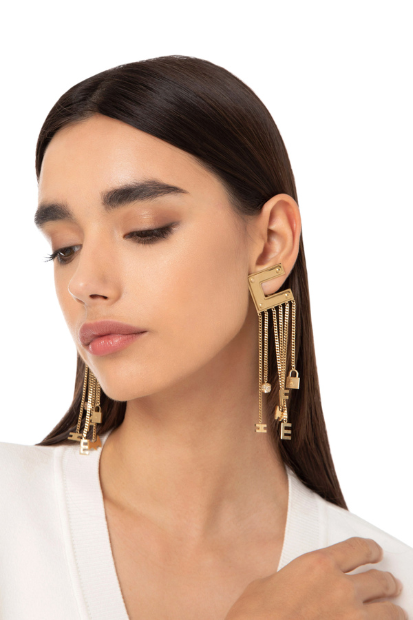 Boucles d’oreilles logo avec pendentifs - Elisabetta Franchi® Outlet