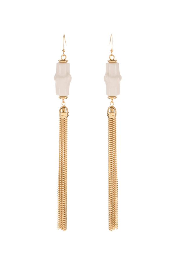 Pendant earring with bamboo element - Elisabetta Franchi® Outlet