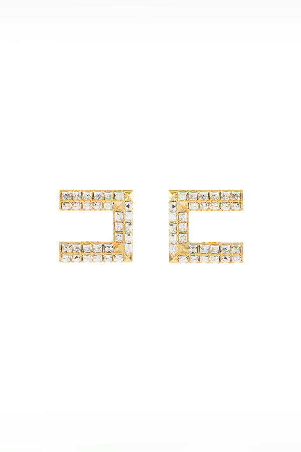 Earrings with maxi logo made of rhinestones - Elisabetta Franchi® Outlet