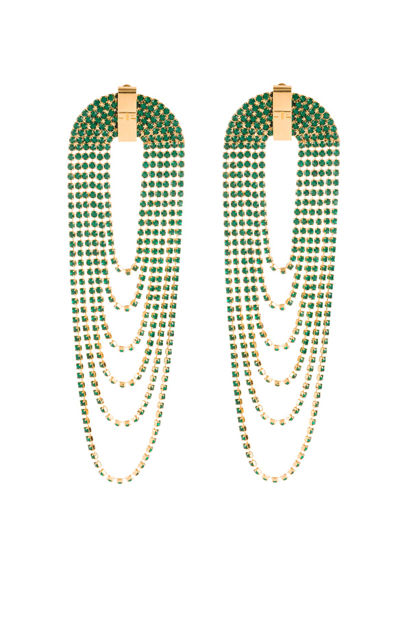 Pendant earrings with coloured rhinestones - Elisabetta Franchi® Outlet