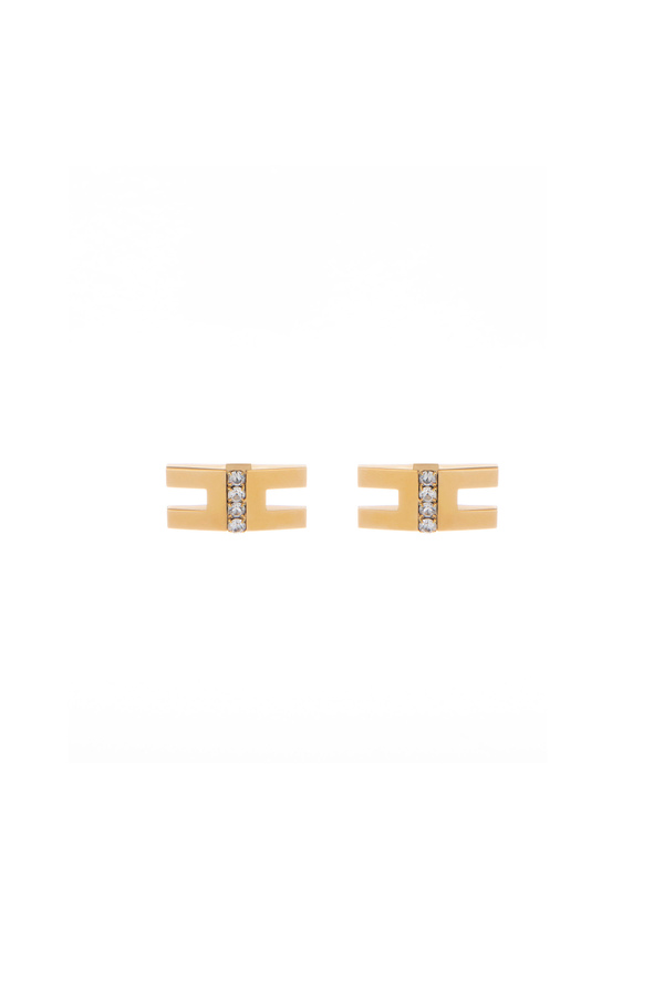Orecchini logo con strass trilogy - Elisabetta Franchi® Outlet