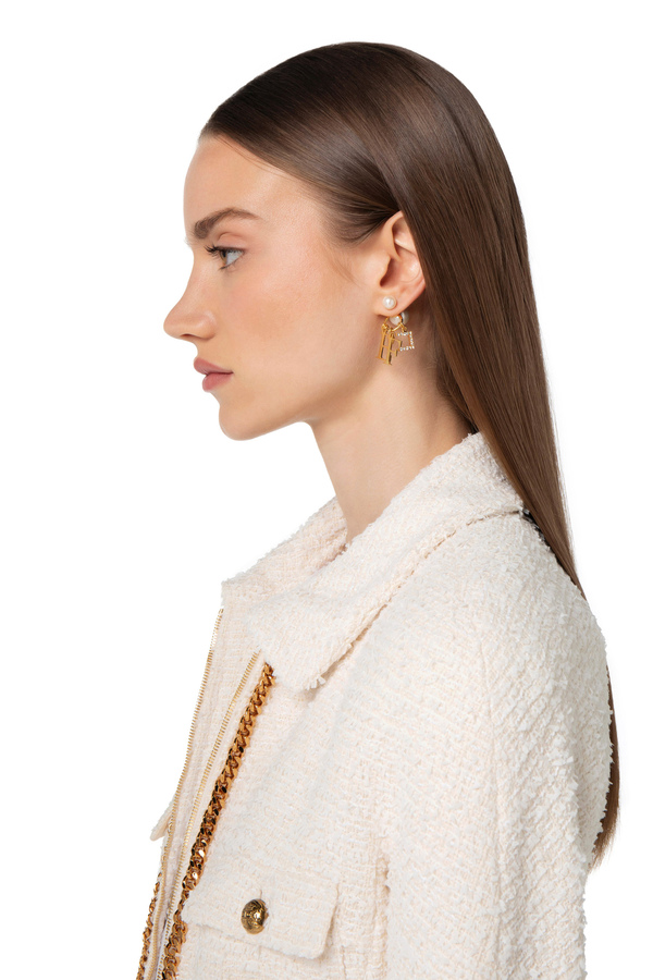 Earrings with pendants and pearls - Elisabetta Franchi® Outlet