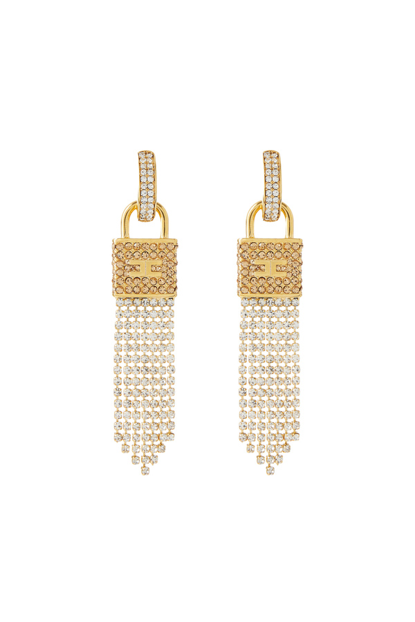 Drop earrings with rhinestones - Elisabetta Franchi® Outlet