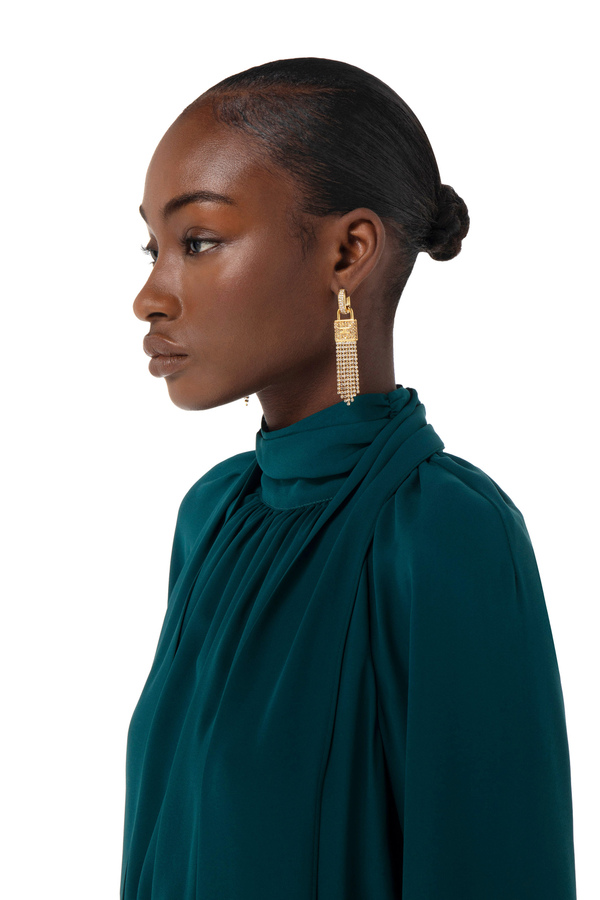 Drop earrings with rhinestones - Elisabetta Franchi® Outlet